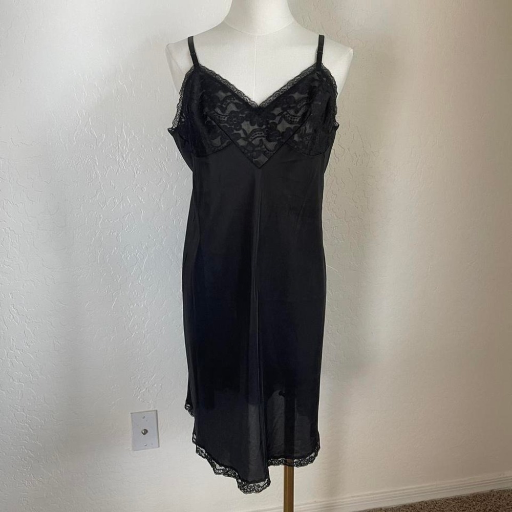 Vintage Vanity Fair Black‎ Lace Slip Dress - Picture 2 of 7